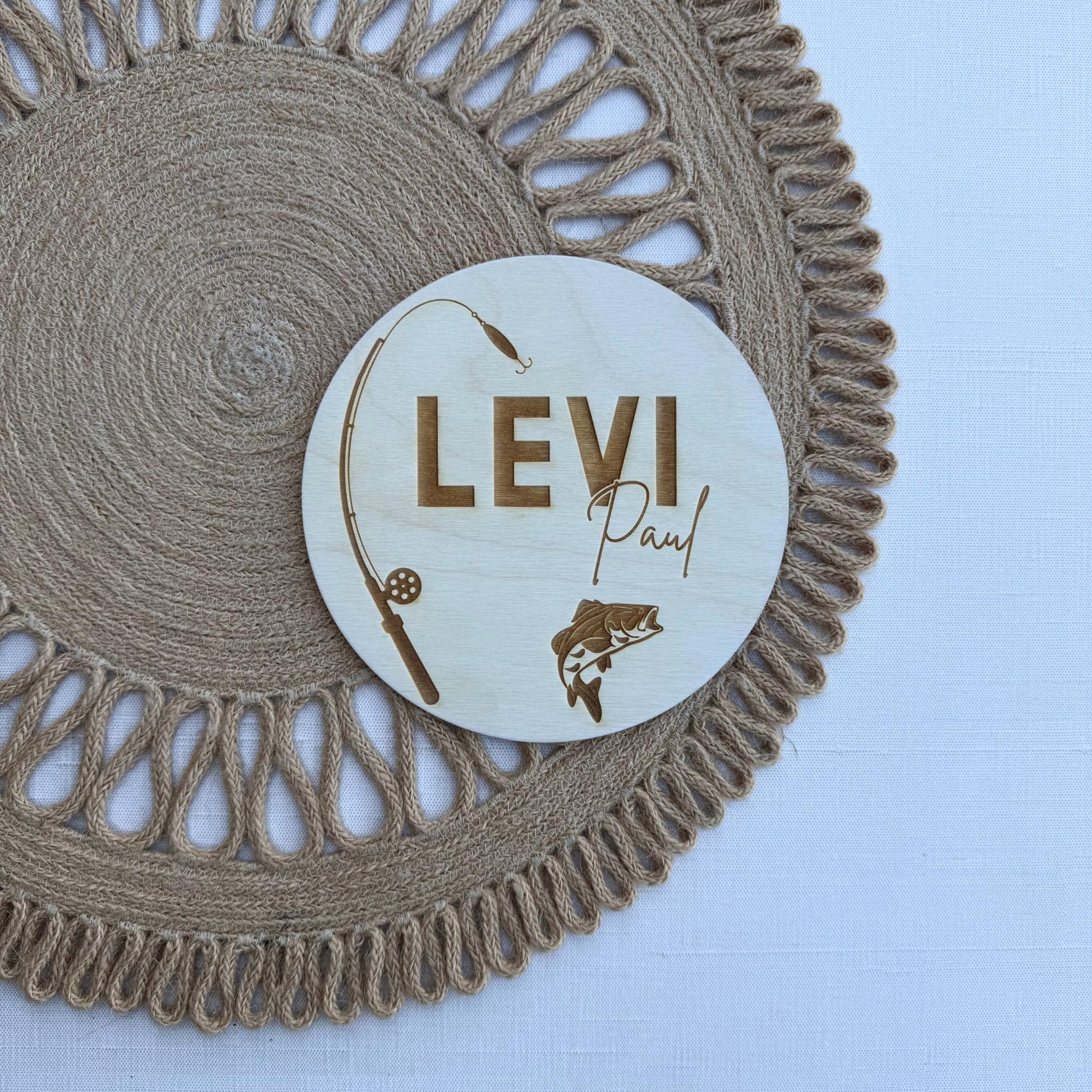 Engraved Wooden Fishing Baby Name Sign: Nursery Decor, Photo Prop