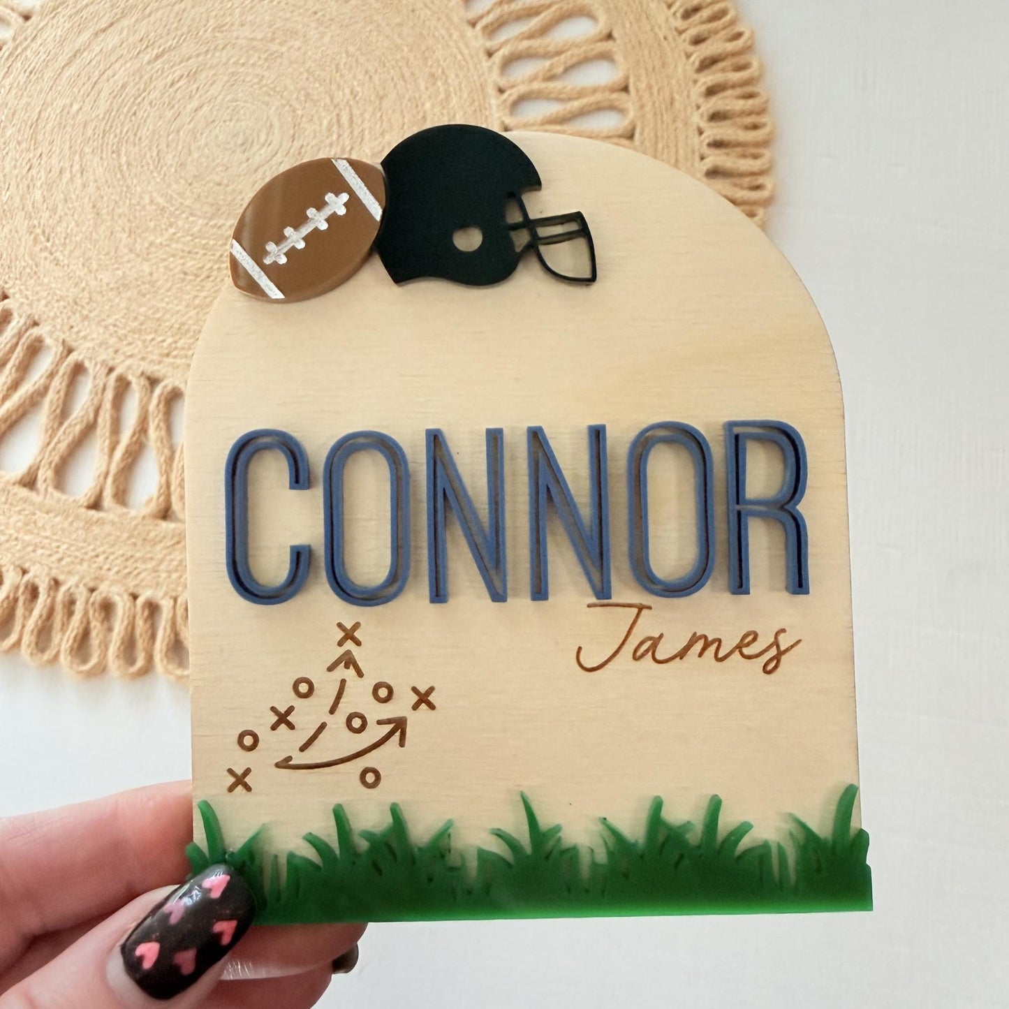 Sports Birth Announcement Sign, Personalized Baseball or Football Baby Name Sign