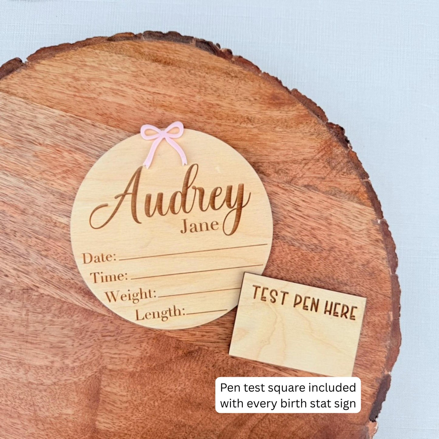 Coquette Bow Birth Stat Sign, Baby Name Plaque and Milestone Set