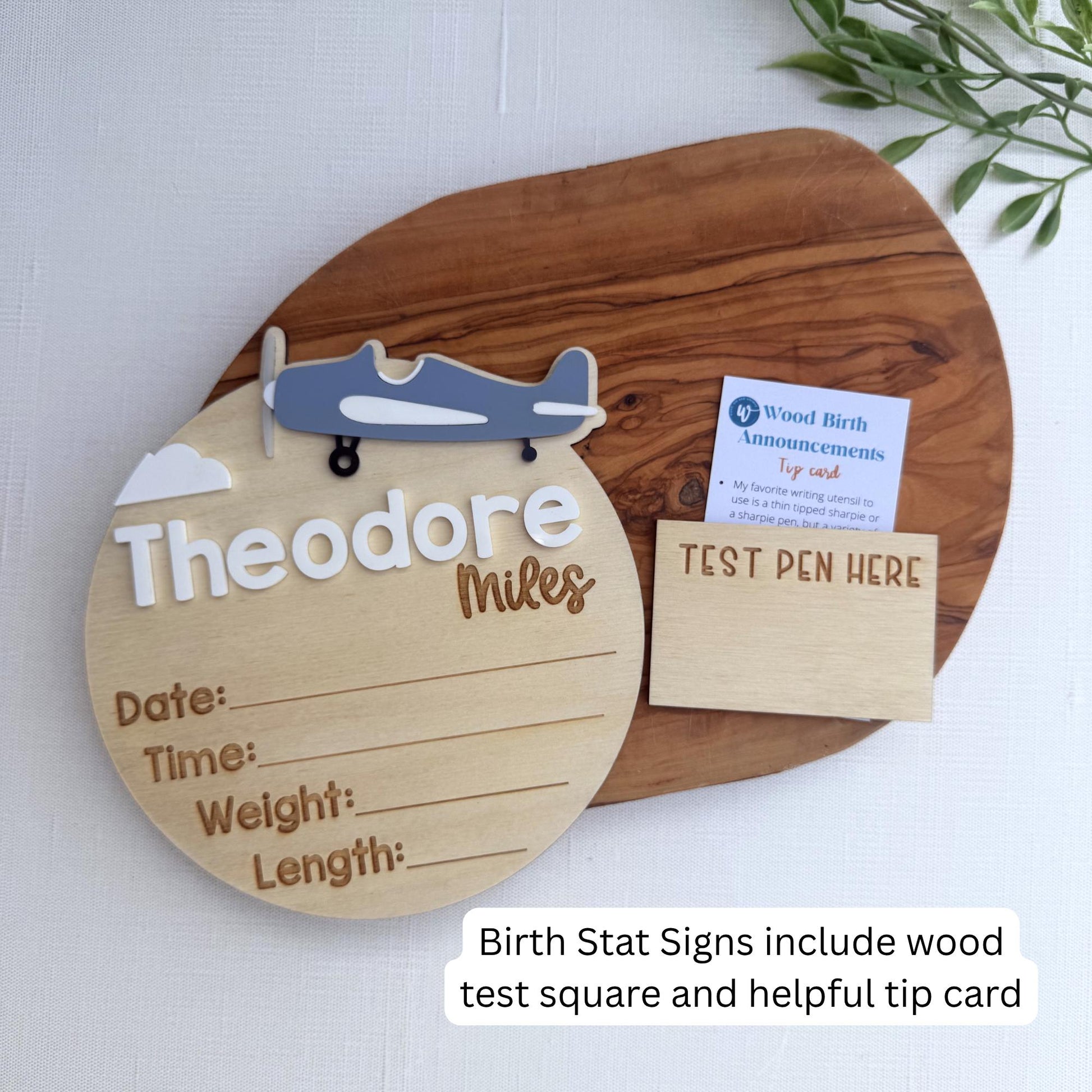 Vintage Aviator Nursery Keepsake | Custom Baby Name & Birth Announcement Plaque