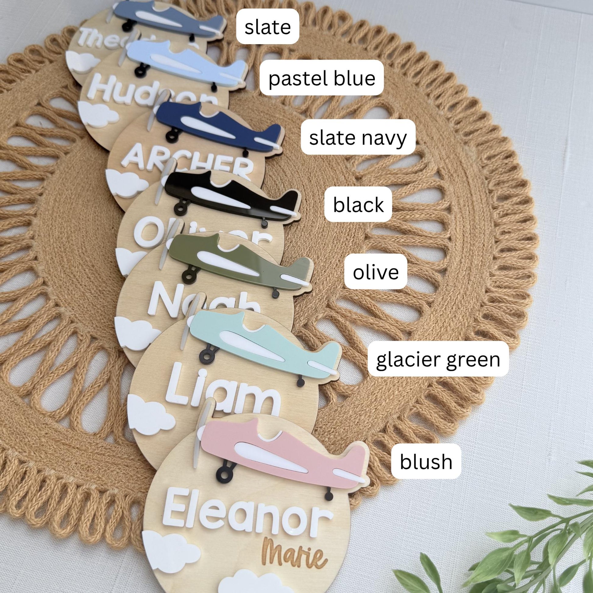 Vintage Aviator Nursery Keepsake | Custom Baby Name & Birth Announcement Plaque