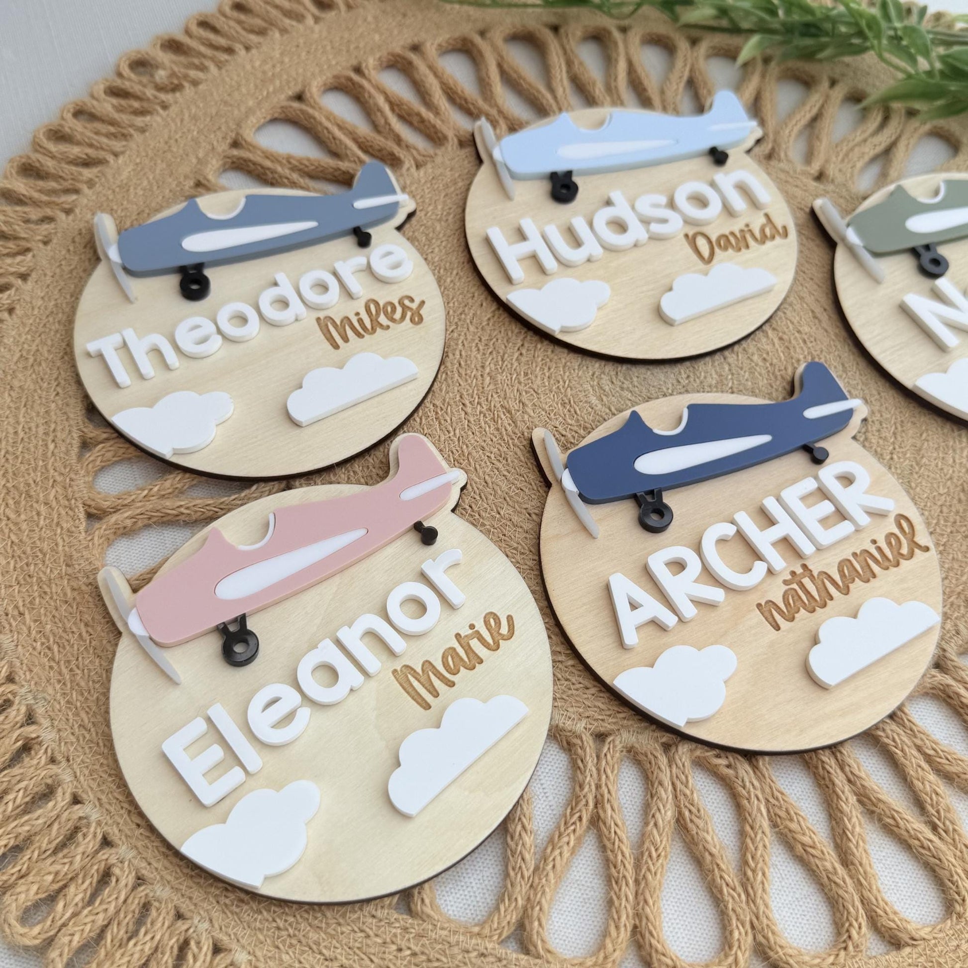 Vintage Aviator Nursery Keepsake | Custom Baby Name & Birth Announcement Plaque