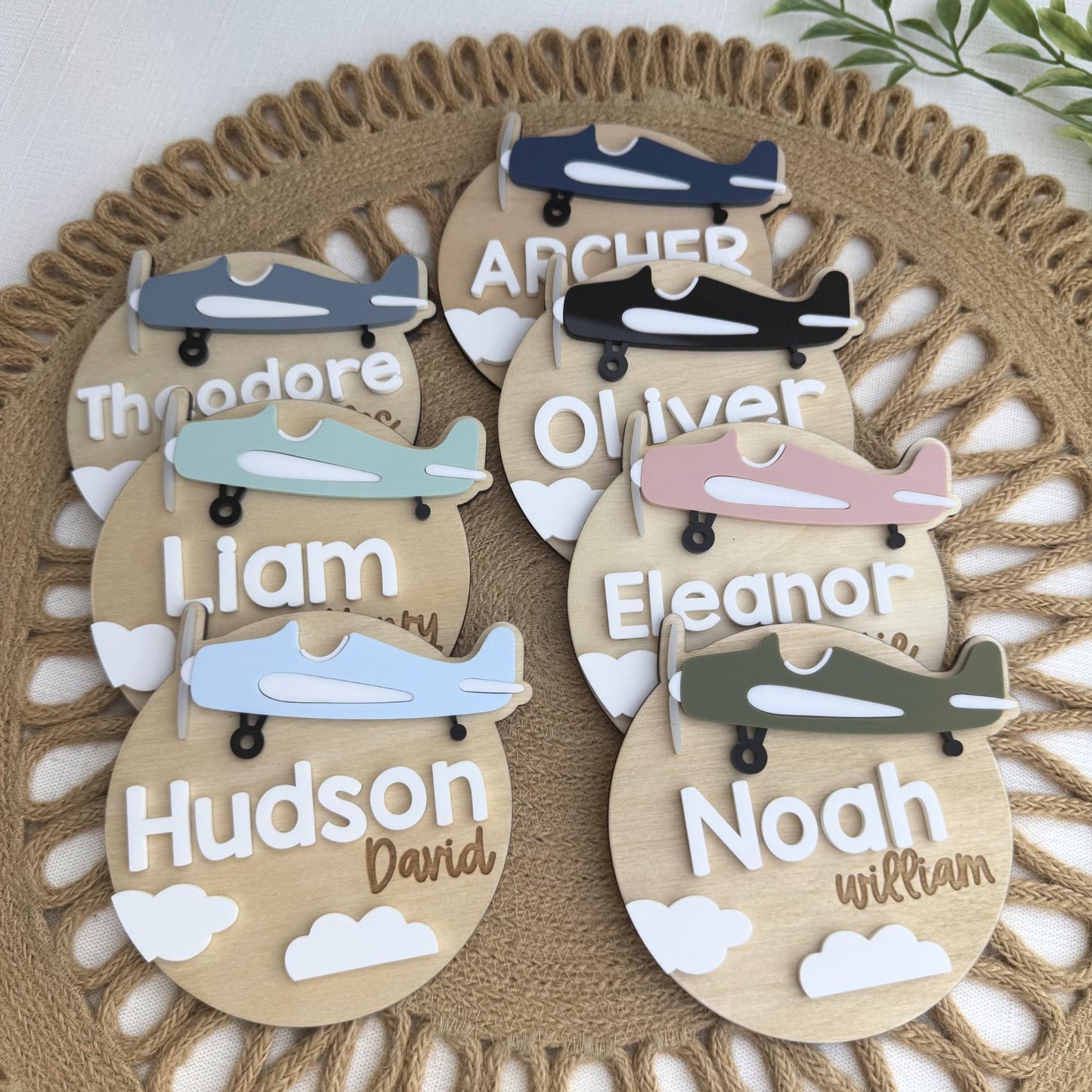 Vintage Aviator Nursery Keepsake | Custom Baby Name & Birth Announcement Plaque