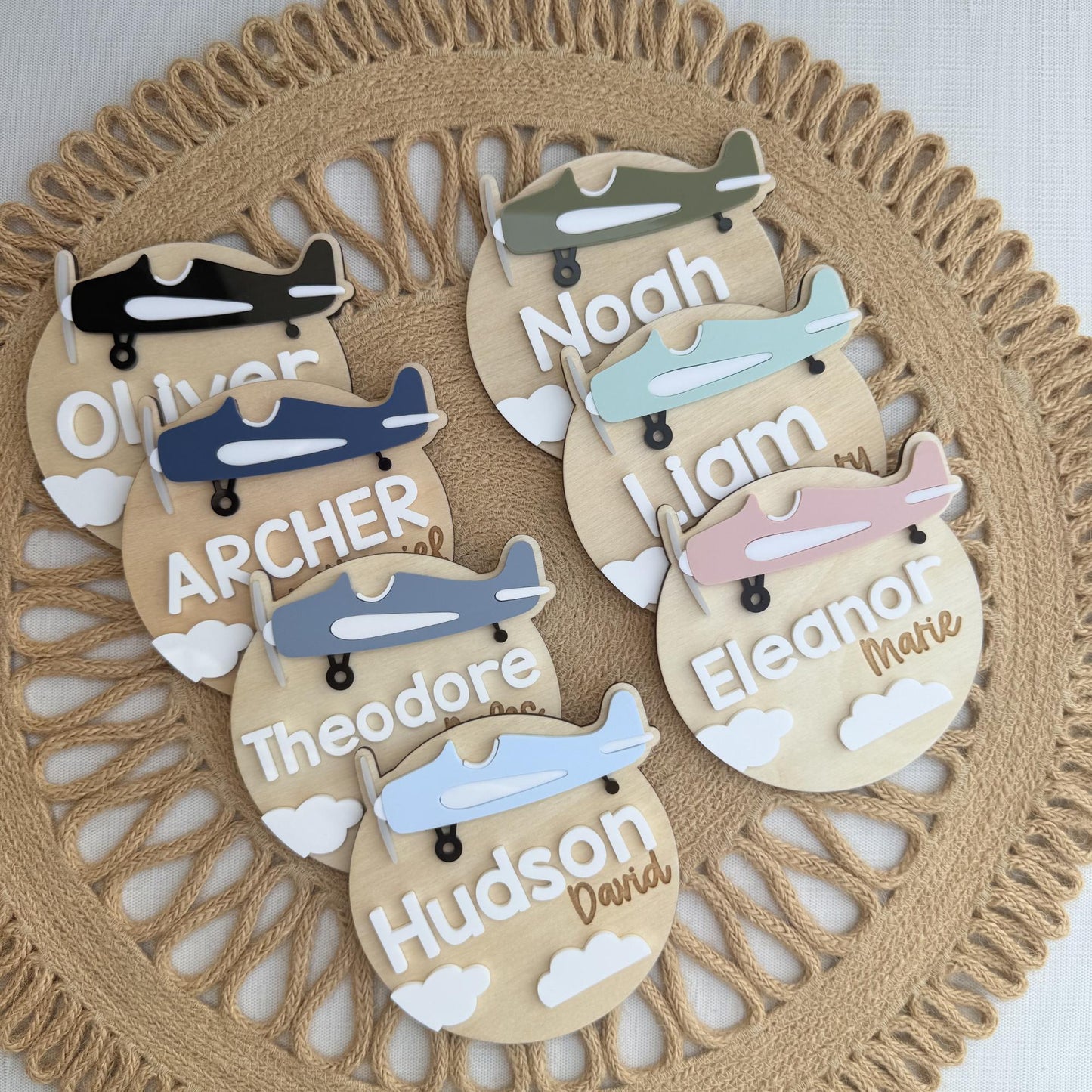 Vintage Aviator Nursery Keepsake | Custom Baby Name & Birth Announcement Plaque