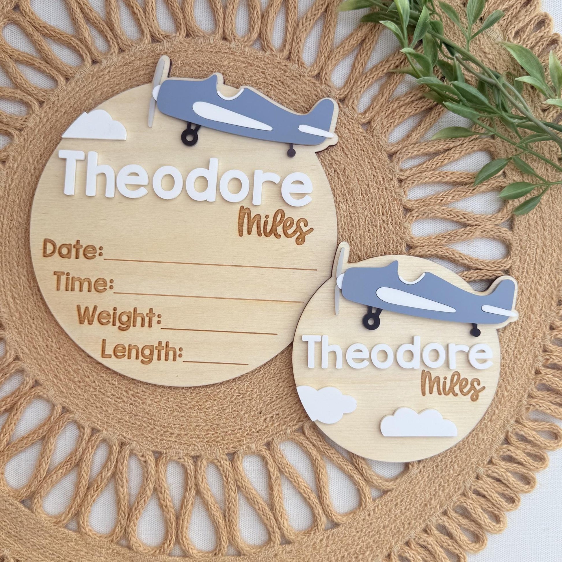 Vintage Aviator Nursery Keepsake | Custom Baby Name & Birth Announcement Plaque