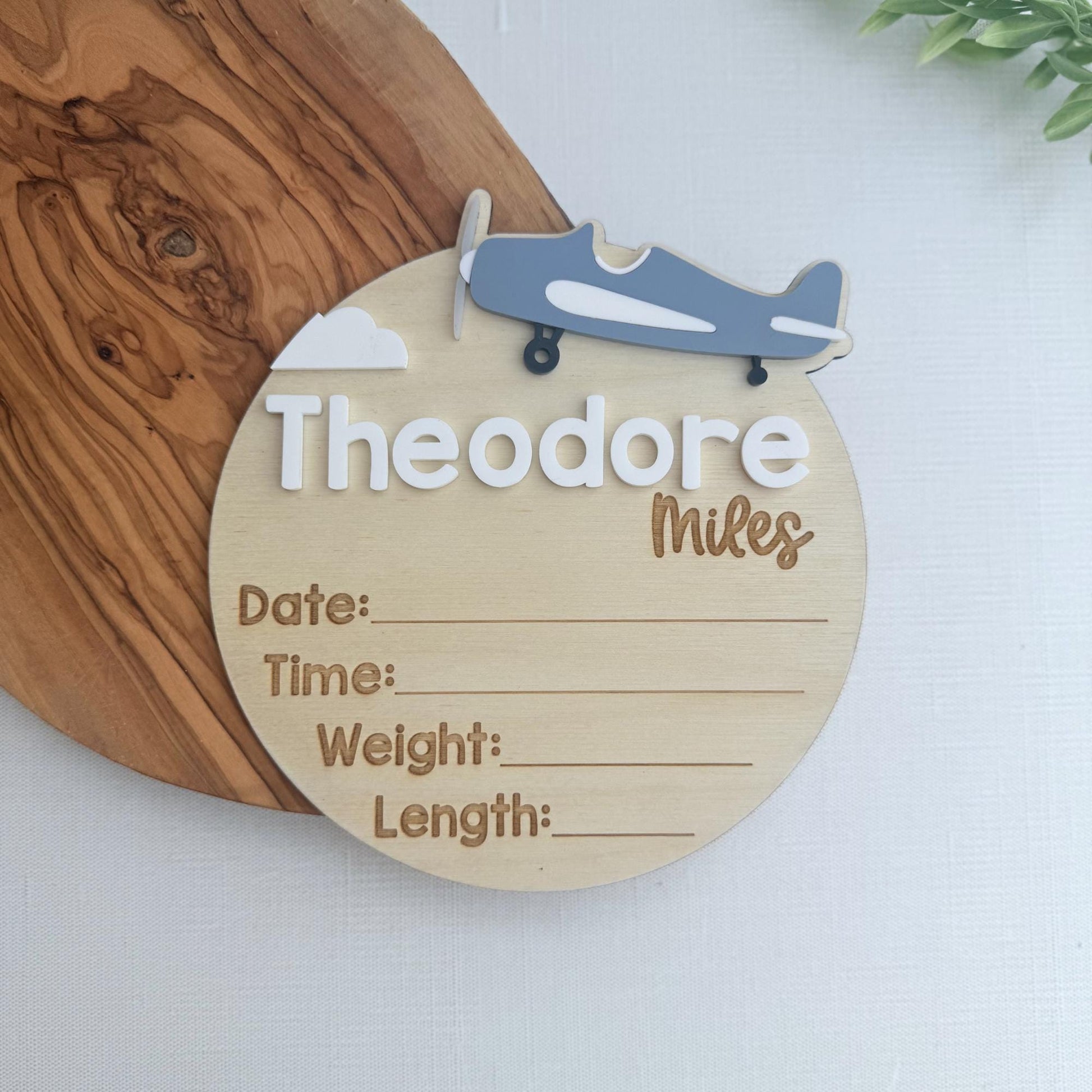 Vintage Aviator Nursery Keepsake | Custom Baby Name & Birth Announcement Plaque