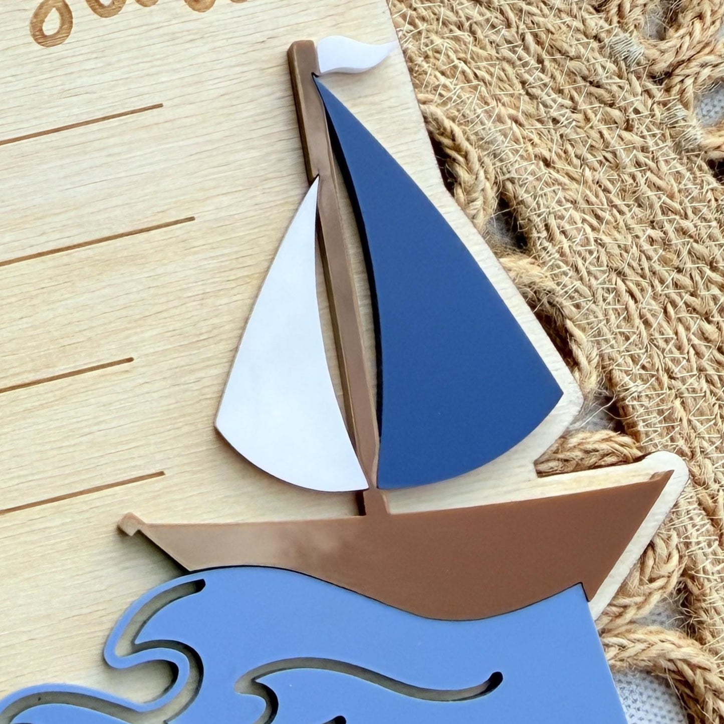 Baby Birth Announcement: Nautical Sailboat Theme Birth Stat and Name Sign