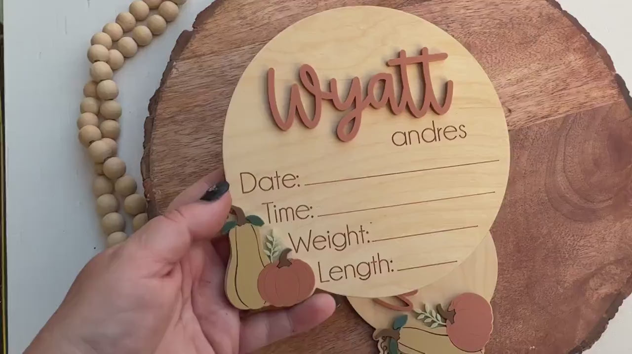 Personalized Pumpkin Baby Announcement Sign: Fall Thanksgiving Themed
