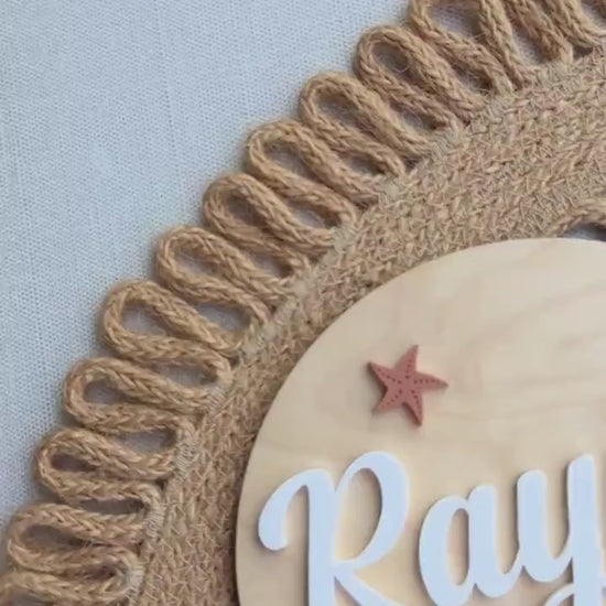 Beach Theme Baby Name Sign with Sea Turtles, Crab and Star Fish