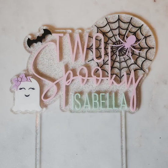 Four Ever Spooky, Acrylic Cake Topper, Pastel Halloween Birthday Decor