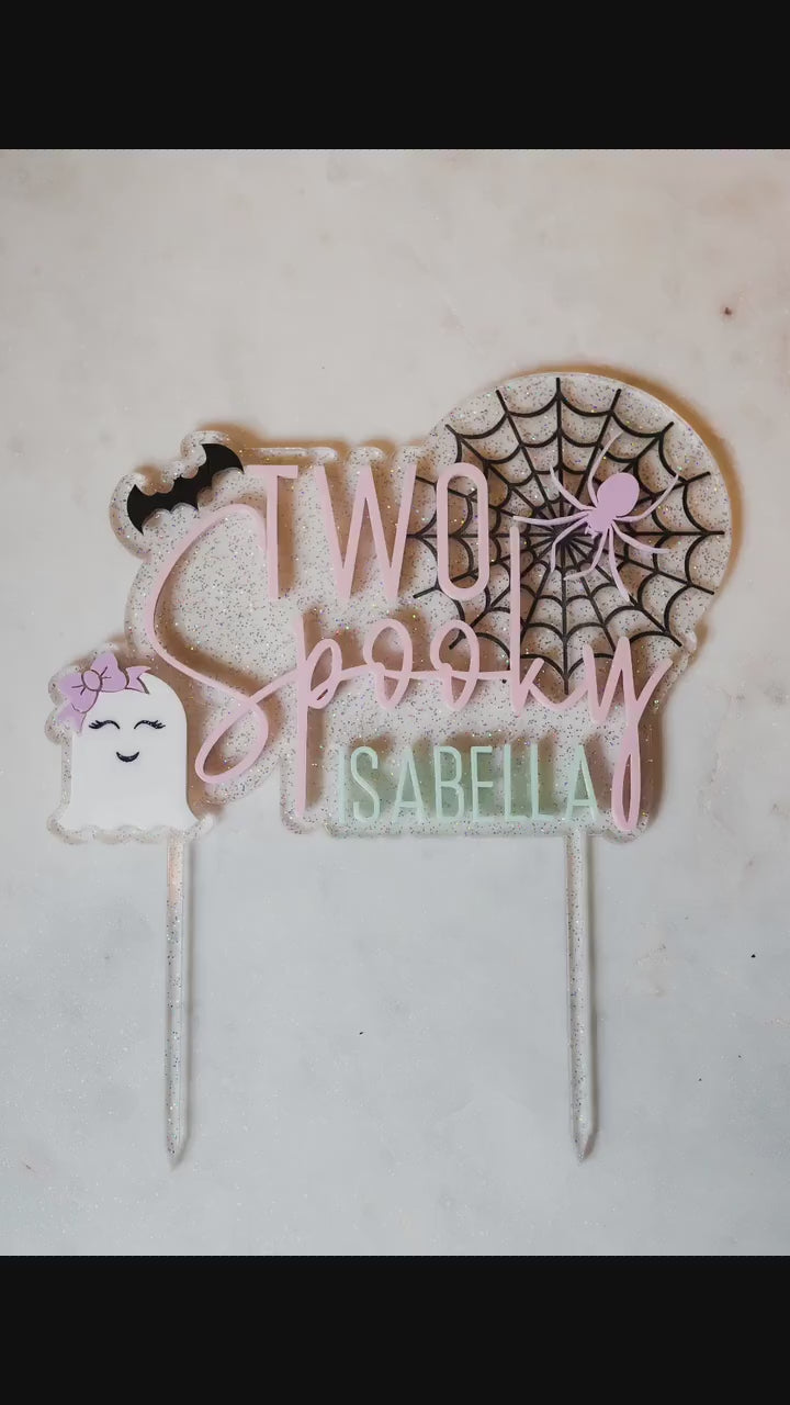 Four Ever Spooky, Acrylic Cake Topper, Pastel Halloween Birthday Decor