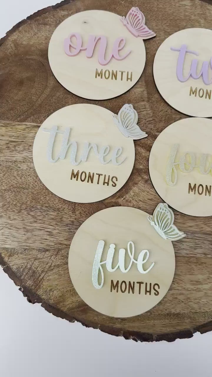 Butterfly Baby Milestone Cards: Newborn Photo Prop Set