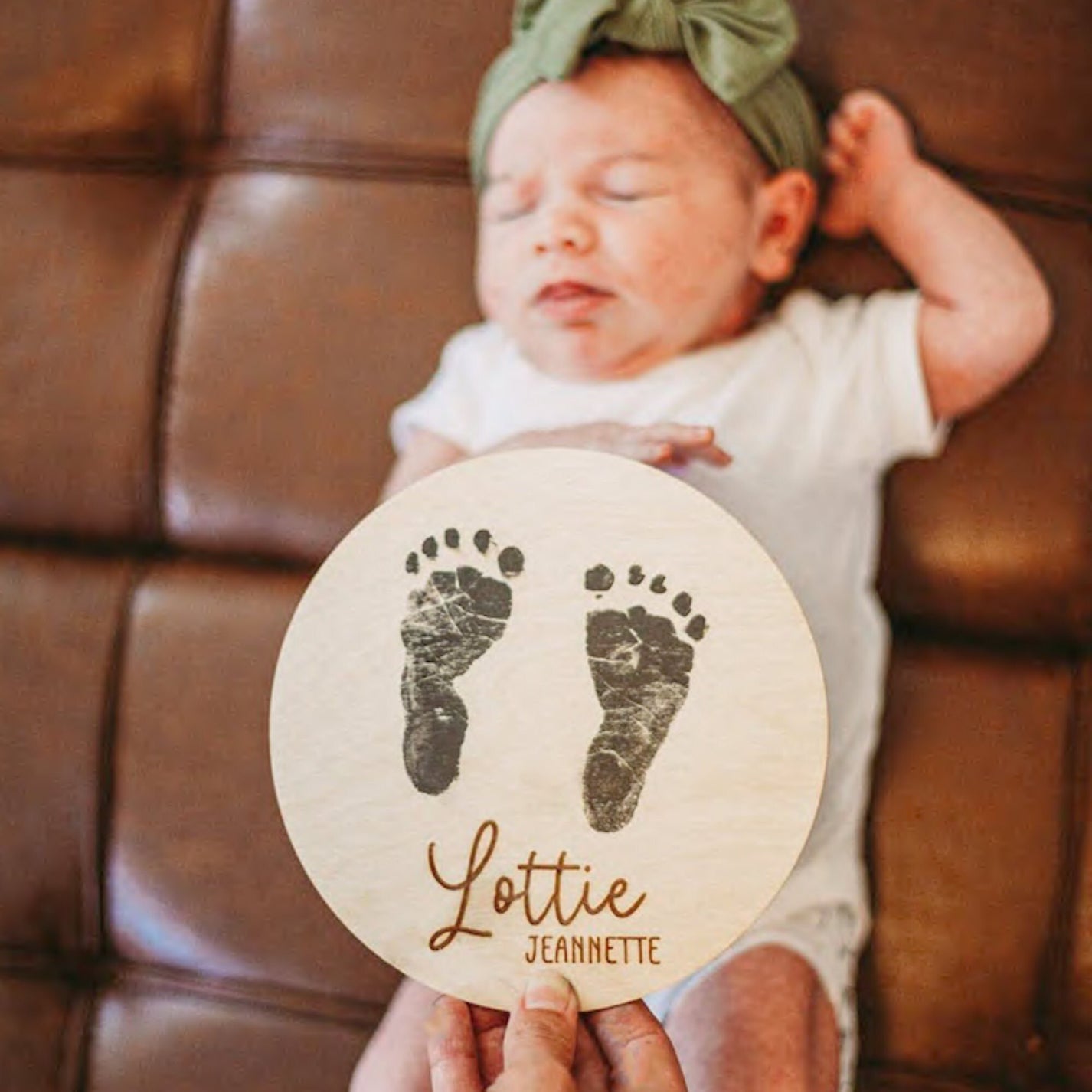 Double Sided Baby Footprint and Birth Statistic Sign, Footprint Birth