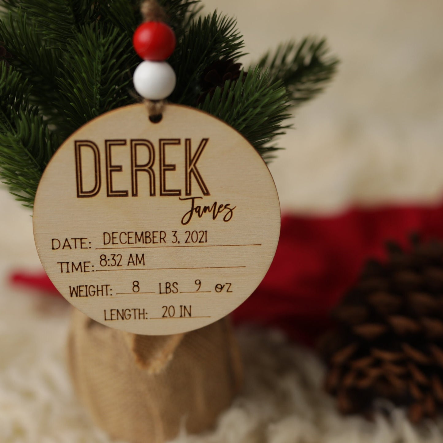 Birth Announcement Ornament, Babys First Christmas Ornament, Christmas Gift