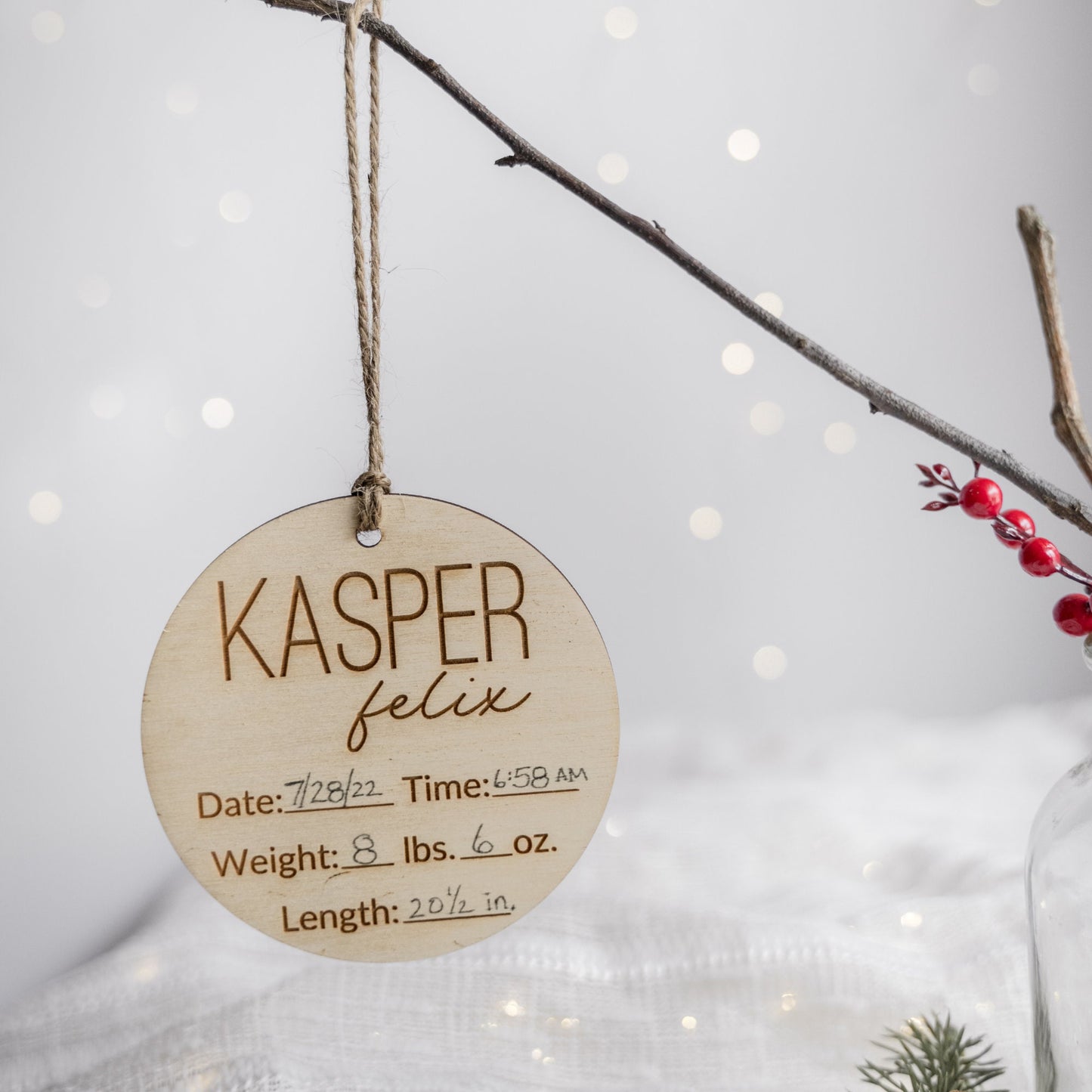 Birth Announcement Christmas Ornament