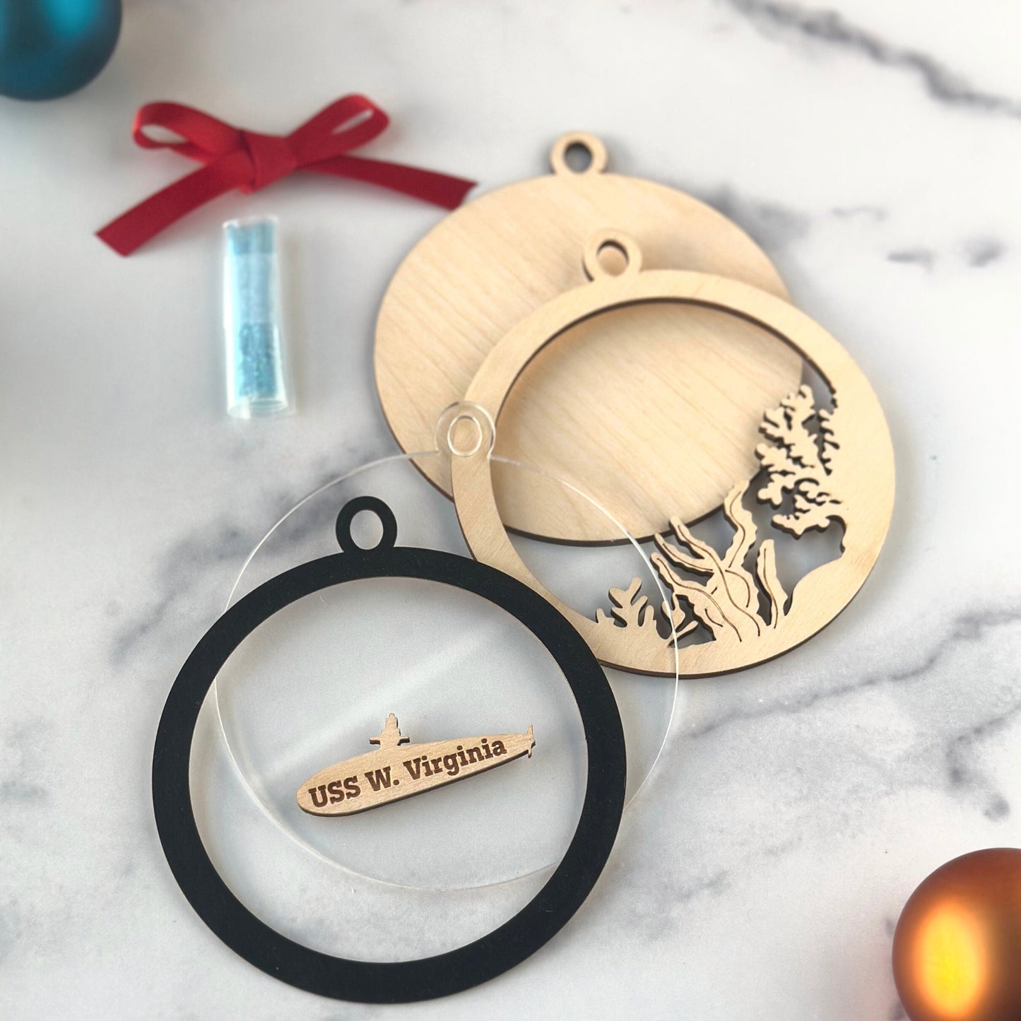 DIY Submarine Christmas Ornament, Submarine Shaker Ornament, Holiday Craft Kit, USN Submariner Family Gift