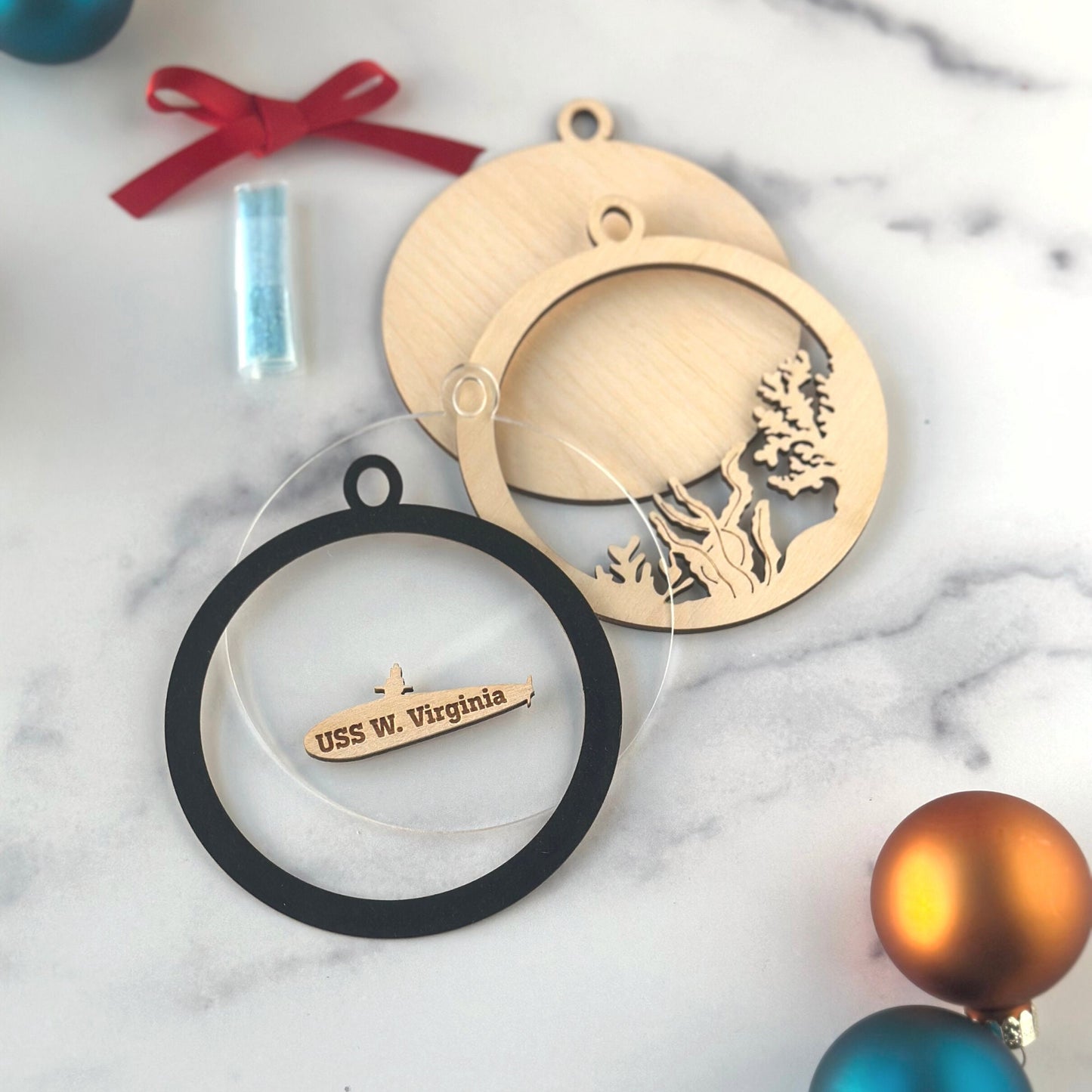 DIY Submarine Christmas Ornament, Submarine Shaker Ornament, Holiday Craft Kit, USN Submariner Family Gift